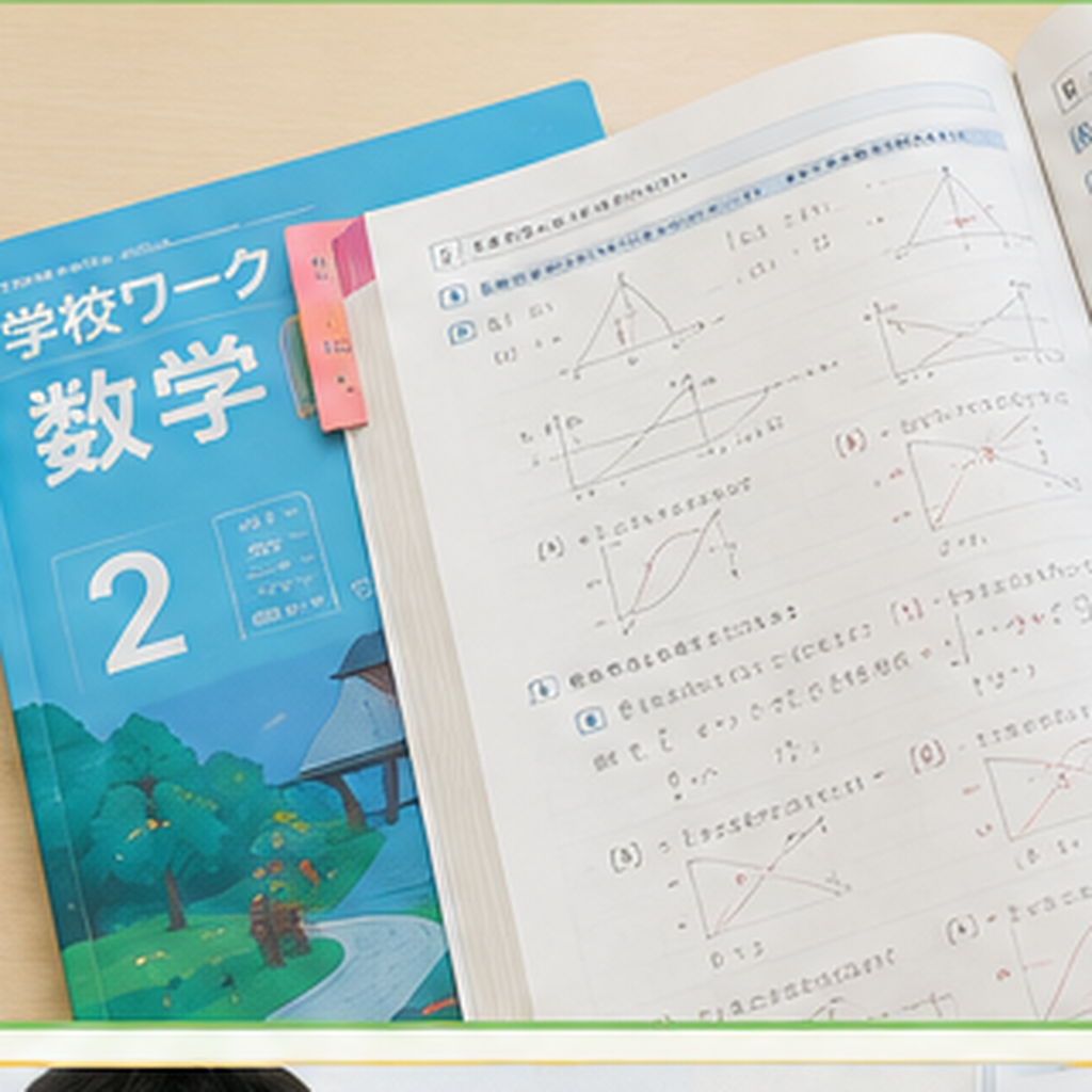 学校ワークを繰り返し解く中学生